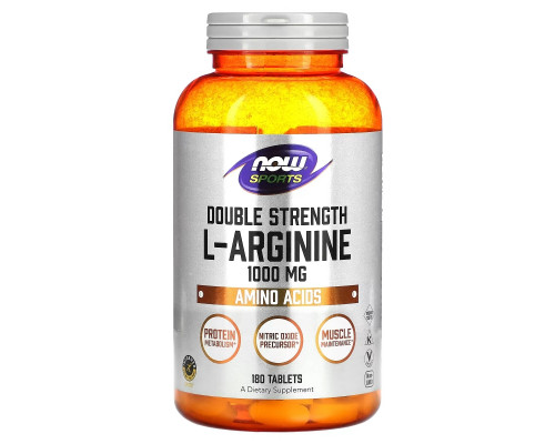 NOW Foods, Sports, Double Strength L-Arginine, 1,000 mg, 180 Tablets NOW Foods, Sports, Double Strength L-Arginine, 1,000 mg, 180 Tablets