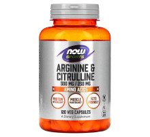 Now Foods, Для спорта, аргинин и цитруллин, 500 мг /250 мг, 120 растительных капсул