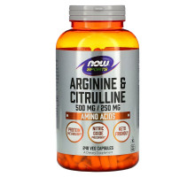 Now Foods, Аргинин и цитруллин, 500/250 мг, 240 вег. капсул
