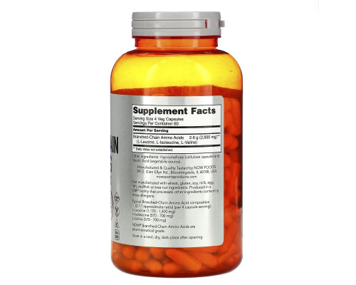 Now Foods, Спорт, аминокислоты с разветвлёнными цепями, 240 капсул Now Foods, Спорт, аминокислоты с разветвлёнными цепями, 240 капсул