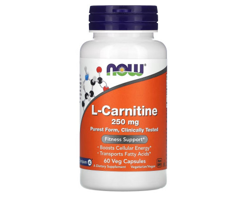 NOW Foods, L-Carnitine, 250 mg, 60 Veg Capsules NOW Foods, L-Carnitine, 250 mg, 60 Veg Capsules