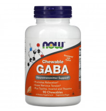 Now Foods, GABA, с натуральным апельсиновым вкусом, 90 жевательных таблеток