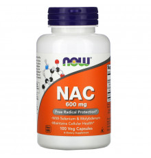 Now Foods, NAC (N-ацетил-цистеин), 600 мг, 100 растительных капсул