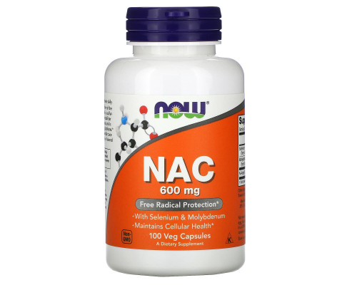 Now Foods, NAC (N-ацетил-цистеин), 600 мг, 100 растительных капсул Now Foods, NAC (N-ацетил-цистеин), 600 мг, 100 растительных капсул
