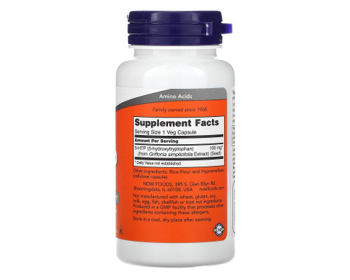 Now Foods, 5-HTP, 100 мг, 60 вегетарианских капсул Now Foods, 5-HTP, 100 мг, 60 вегетарианских капсул