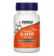 Now Foods, 5-HTP (5-гидрокситриптофан), жевательные таблетки с натуральным цитрусовым вкусом, 100 мг, 90 шт.