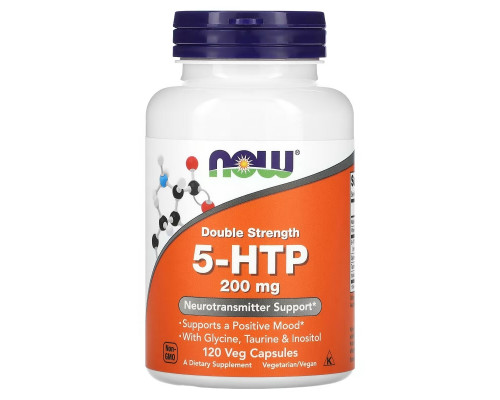 Now Foods, 5-HTP, двойная сила, 200 мг, 120 растительных капсул Now Foods, 5-HTP, двойная сила, 200 мг, 120 растительных капсул