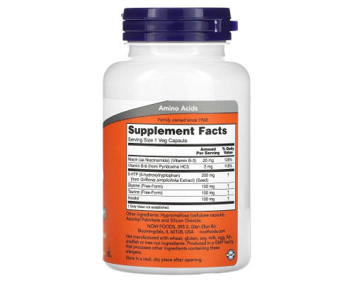 Now Foods, 5-HTP, двойная сила, 200 мг, 120 растительных капсул Now Foods, 5-HTP, двойная сила, 200 мг, 120 растительных капсул