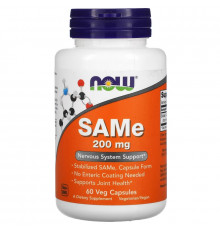 Now Foods, SAMe, 200 мг, 60 вегетарианских капсул