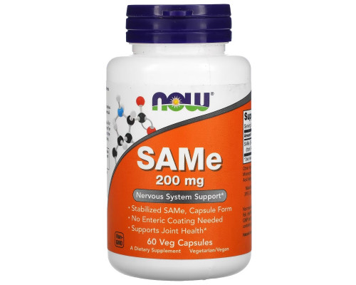 Now Foods, SAMe, 200 мг, 60 вегетарианских капсул Now Foods, SAMe, 200 мг, 60 вегетарианских капсул
