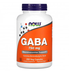 Now Foods, ГАМК, 750 мг, 200 вегетарианских капсул
