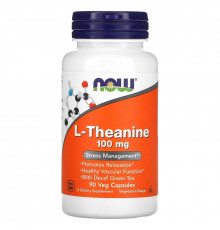 Now Foods, L-теанин, 100 мг, 90 веганских капсул