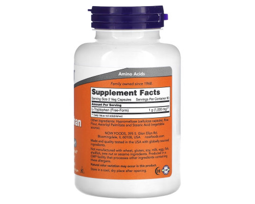 Now Foods, L-триптофан, 500 мг, 120 Капсул Now Foods, L-триптофан, 500 мг, 120 Капсул