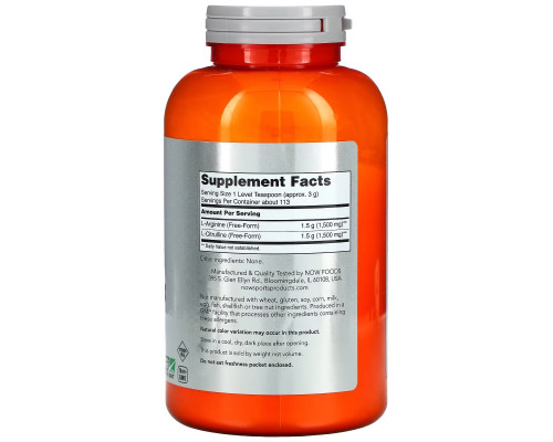 Now Foods, Sports, порошок аргинина и цитруллина, 12 унций (340 г) Now Foods, Sports, порошок аргинина и цитруллина, 12 унций (340 г)