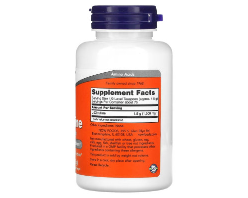 Now Foods, L-цитруллин, чистый порошок, 4 унции (113 г) Now Foods, L-цитруллин, чистый порошок, 4 унции (113 г)