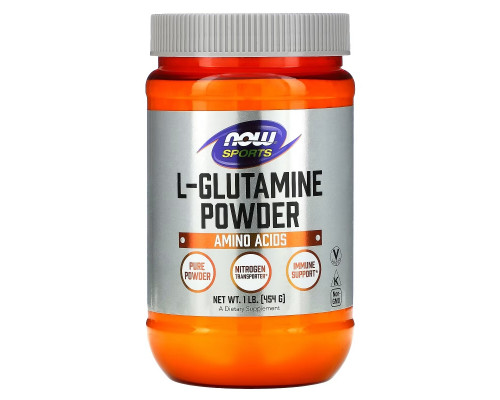 Now Foods, Порошок L-глутамина, 1 фунт (454 г) Now Foods, Порошок L-глутамина, 1 фунт (454 г)