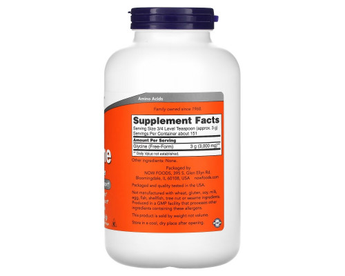 Now Foods, Глицин, 100% чистый порошок, 1 фунт (454 г) Now Foods, Глицин, 100% чистый порошок, 1 фунт (454 г)