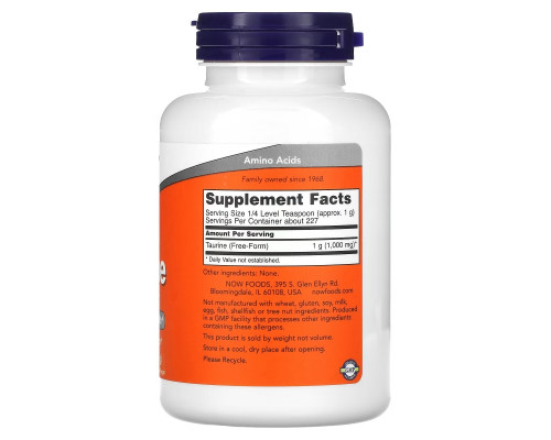 Now Foods, Таурин в порошке, 8 унций (227 г) Now Foods, Таурин в порошке, 8 унций (227 г)