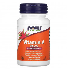NOW Foods, Vitamin A, 7,500 mcg (25,000 IU), 100 Softgels