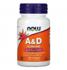 Now Foods A&D Необходимое питание 10 000/400 МЕ 100 гелевых капсул