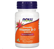 Now Foods Витамин D-3 натуральный мятный вкус 5000 IU 120 жевательных пастилок