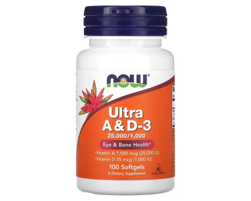 Now Foods Ультра A & D-3 25000/1000 МЕ 100 мягких капсул Now Foods Ультра A & D-3 25000/1000 МЕ 100 мягких капсул