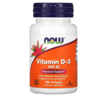 Now Foods Витамин D-3 Структурная поддержка 400 МЕ 180 капсул