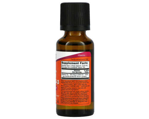 Now Foods, Жидкий витамин D3, усиленный, 1 000 МЕ, 1 жидкая унция (30 мл) Now Foods, Жидкий витамин D3, усиленный, 1 000 МЕ, 1 жидкая унция (30 мл)