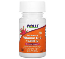 Now Foods, High Potency Vitamin D-3, 10,000 IU, 240 Softgels