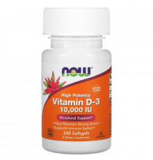 Now Foods, High Potency Vitamin D-3, 10,000 IU, 240 Softgels