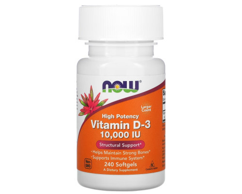 Now Foods, High Potency Vitamin D-3, 10,000 IU, 240 Softgels Now Foods, High Potency Vitamin D-3, 10,000 IU, 240 Softgels