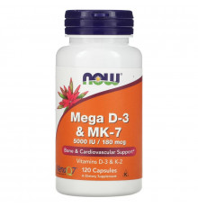 NOW Foods, Mega D-3 & MK-7, 120 Capsules