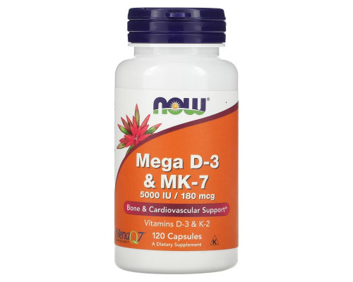 NOW Foods, Mega D-3 & MK-7, 120 Capsules NOW Foods, Mega D-3 & MK-7, 120 Capsules