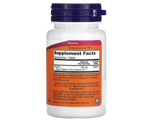 Now Foods, B-1, 100 мг, 100 таблеток Now Foods, B-1, 100 мг, 100 таблеток