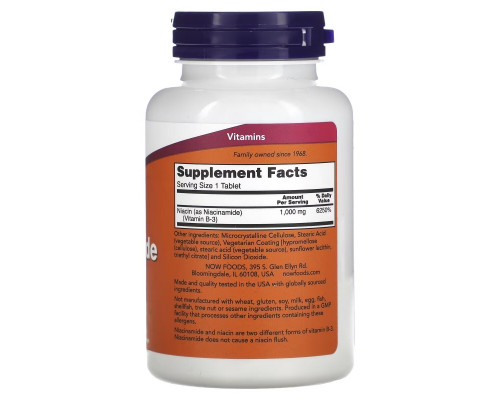 NOW Foods, никотинамид, 1000 мг, 90 таблеток NOW Foods, никотинамид, 1000 мг, 90 таблеток