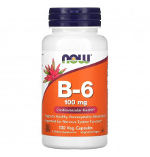 NOW Foods, B-6, 100 mg, 100 Veg Capsules