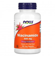 Now Foods, Ниацинамид, 500 мг, 100 капсул