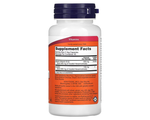 NOW Foods, Flush-Free Niacin, 125 mg, 90 Veg Capsules NOW Foods, Flush-Free Niacin, 125 mg, 90 Veg Capsules