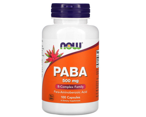 Now Foods PABA (пара-аминобензойная кислота) 500 мг 100 капсул Now Foods PABA (пара-аминобензойная кислота) 500 мг 100 капсул