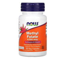 Now Foods, Метилфолат, 5000 мкг, 50 вегетарианских капсул