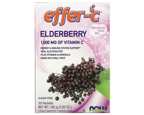 Now Foods Effer-C шипучий напиток с бузиной 30 пакетов по 5,5 г каждый Now Foods Effer-C шипучий напиток с бузиной 30 пакетов по 5,5 г каждый