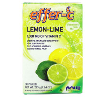 Now Foods Effer-C шипучий напиток с электролитами и транспортным С-Plus со вкусом лимона и лайма 30 пакетиков (7,5 г каждый)