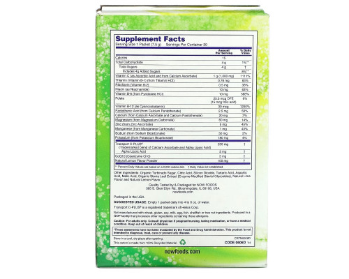 Now Foods Effer-C шипучий напиток с электролитами и транспортным С-Plus со вкусом лимона и лайма 30 пакетиков (7,5 г каждый) Now Foods Effer-C шипучий напиток с электролитами и транспортным С-Plus со вкусом лимона и лайма 30 пакетиков (7,5 г каждый)