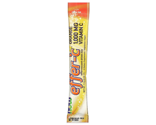 Now Foods Effer-C электролиты смесь для шипучего напитка апельсиновая 30 пакетиков по 7.5 г