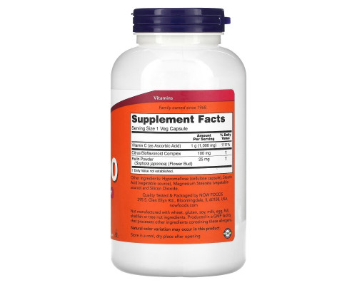 Now Foods, C-1000, с 100 мг биофлавоноидов, 250 растительных капсул
