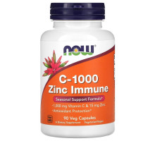 Now Foods, C-1000 Zinc Immune, Seasonal Support Formula, 90 Veg Capsules