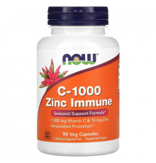 Now Foods, C-1000 Zinc Immune, Seasonal Support Formula, 90 Veg Capsules
