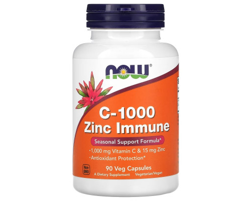 Now Foods, C-1000 Zinc Immune, Seasonal Support Formula, 90 Veg Capsules Now Foods, C-1000 Zinc Immune, Seasonal Support Formula, 90 Veg Capsules