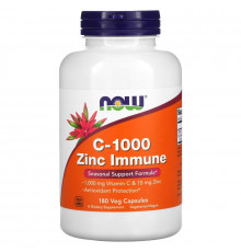 NOW Foods, C-1000 и цинк для иммунитета, 180 растительных капсул