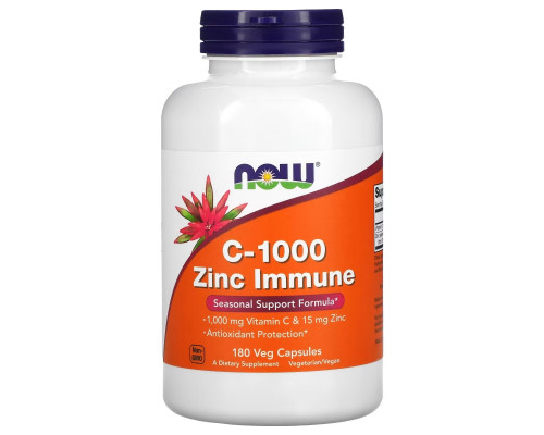 NOW Foods, C-1000 и цинк для иммунитета, 180 растительных капсул NOW Foods, C-1000 и цинк для иммунитета, 180 растительных капсул